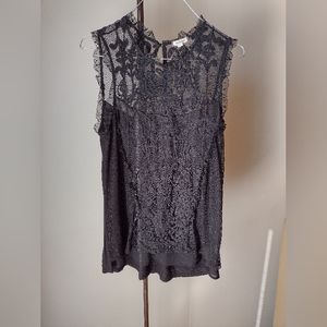 Eyeshadow black lace mock neck tank